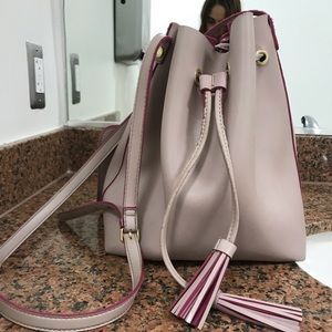 Pink Steve Madden drawstring bucket bag